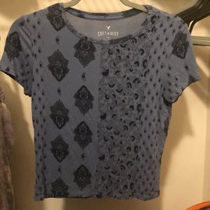 Blue multi patterned soft & sexy tee